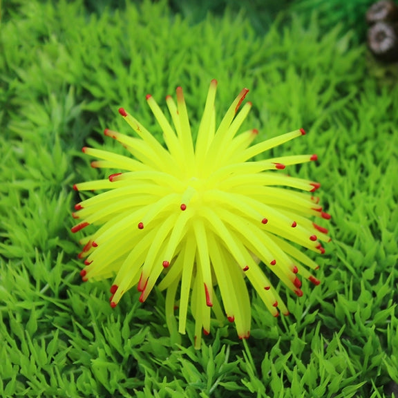 Aquarium Articles Decoration TPR Simulation Sea Urchin Ball Coral with Point, Size: L, Diameter: 13cm(Yellow)