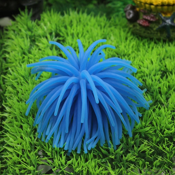Aquarium Articles Decoration TPR Simulation Sea Urchin Ball Coral, Size: M, Diameter: 10cm(Blue)