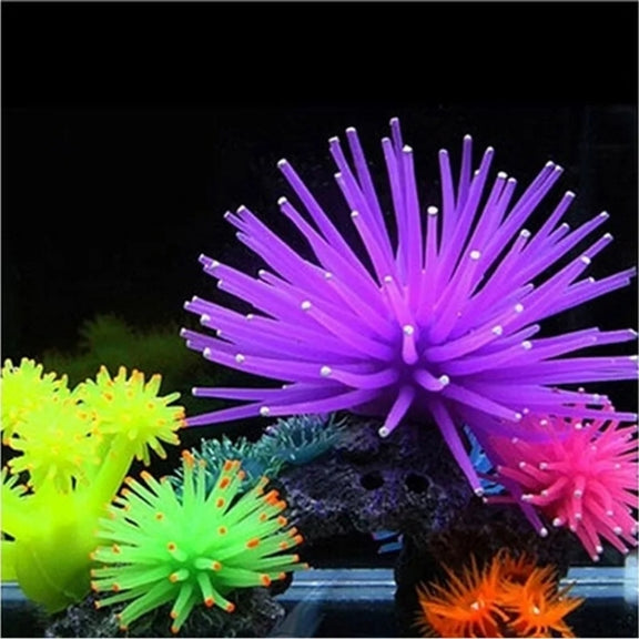 Aquarium Articles Decoration TPR Simulation Sea Urchin Ball Coral with Point, Size: S, Diameter: 7cm(Purple)