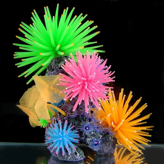 Aquarium Articles Decoration TPR Simulation Sea Urchin Ball Coral with Point, Size: S, Diameter: 7cm(Blue)