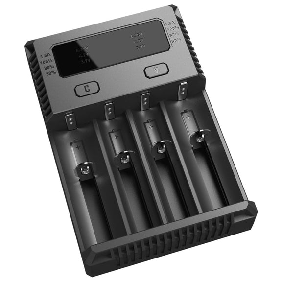 Nitecore NEW i4 Intelligent Digi Smart Charger with LED Indicator for 14500, 16340 (RCR123), 18650, 22650, 26650, Ni-MH and Ni-Cd (AA, AAA) Battery