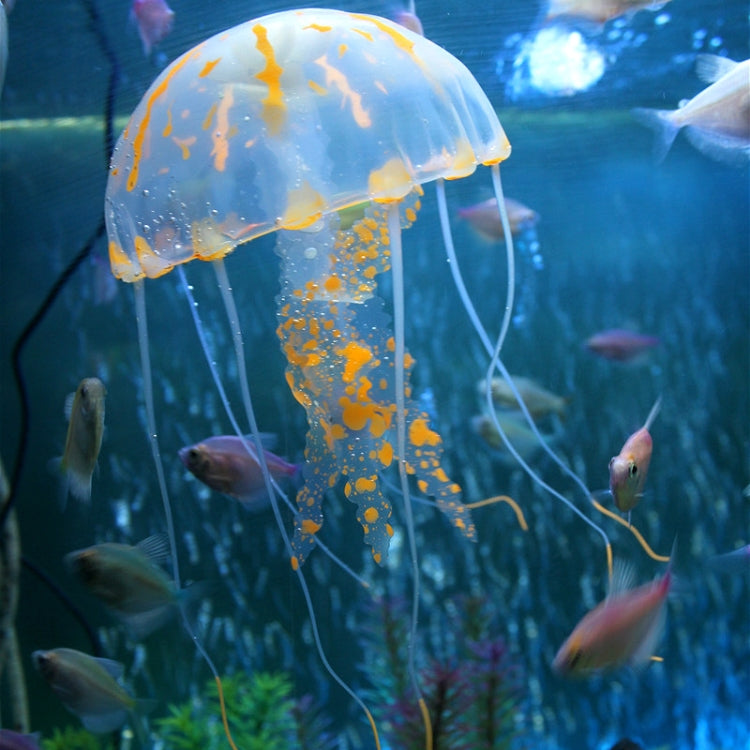 Aquarium Articles Decoration Silicone Simulation Fluorescent Sucker Jellyfish, Size: 5*17cm(Orange)