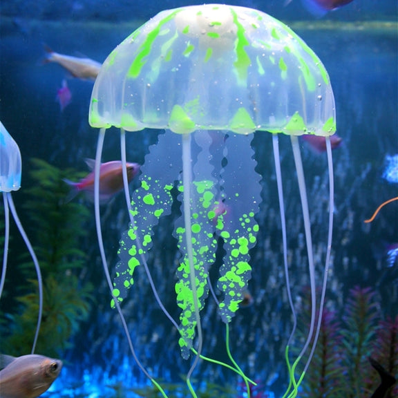Aquarium Articles Decoration Silicone Simulation Fluorescent Sucker Jellyfish, Size: 5*17cm(Green)