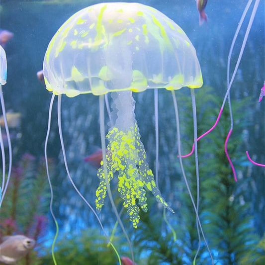Aquarium Articles Decoration Silicone Simulation Fluorescent Sucker Jellyfish, Size: 8*20cm(Yellow) - free shipping - PMC Jewellery - Order now!