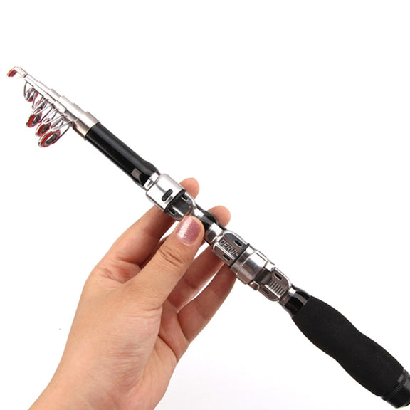 30cm Portable Telescopic Sea Fishing Rod Mini Fishing Pole, Extended Length : 1.0m, Black Clip Reel Seat