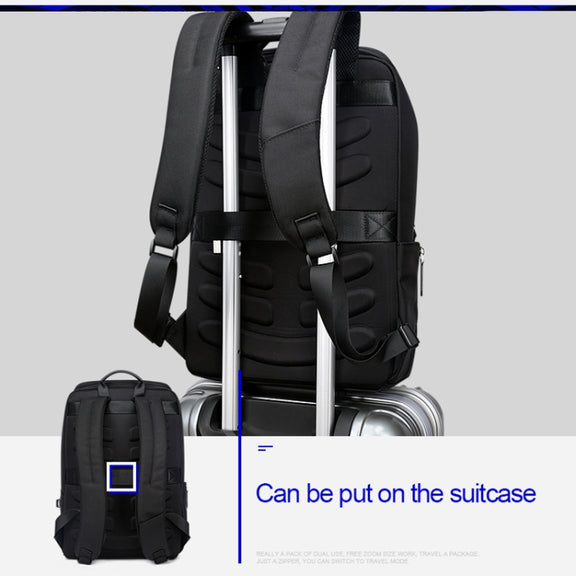 Bopai 751-006881 Business Anti-theft Water-resistant Large Capacity Double Shoulder Bag,with USB Charging Port, Size: 30x14x44cm(Black)