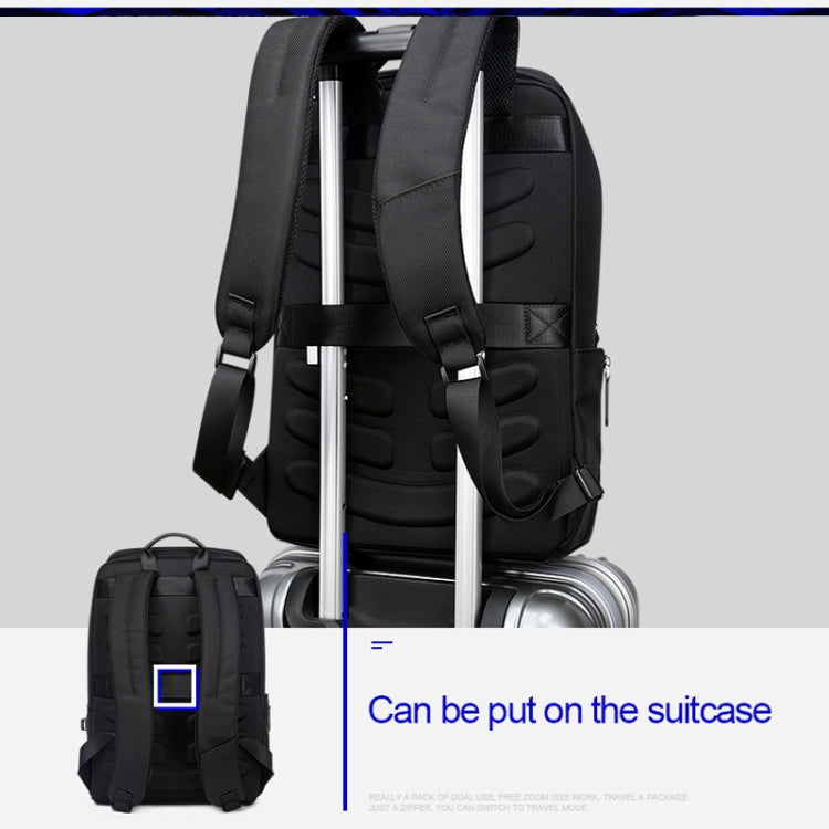 Bopai 751-006881 Business Anti-theft Water-resistant Large Capacity Double Shoulder Bag,with USB Charging Port, Size: 30x14x44cm(Black)