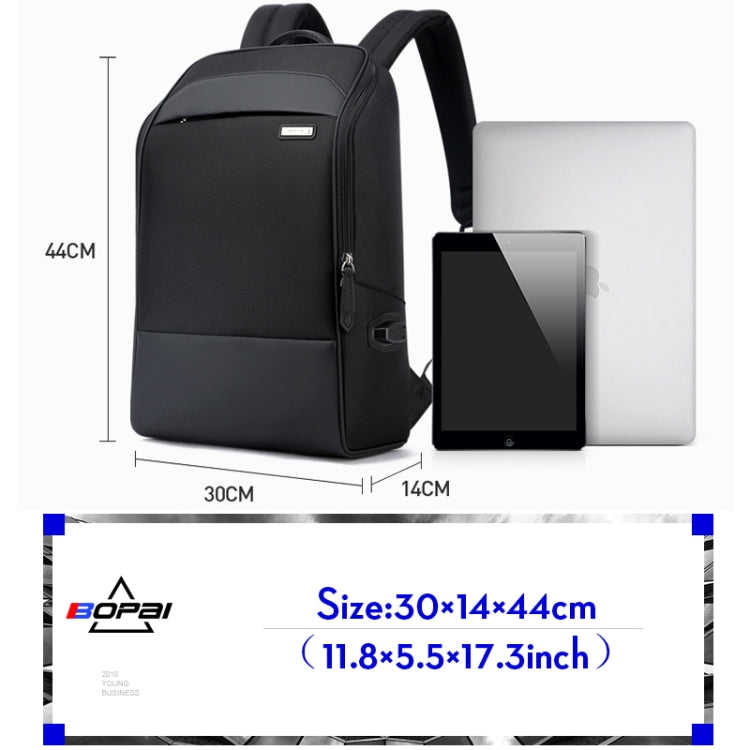 Bopai 751-006881 Business Anti-theft Water-resistant Large Capacity Double Shoulder Bag,with USB Charging Port, Size: 30x14x44cm(Black)