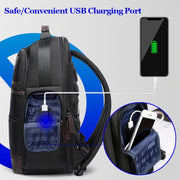 Bopai 751-007291 Business Anti-theft Water-resistant Large Capacity Double Shoulder Bag,with USB Charging Port, Size: 34x19x43.5cm (Black)