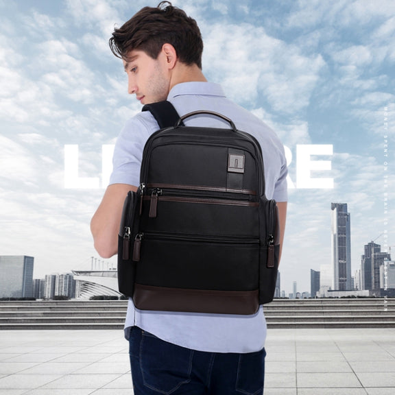 Bopai 751-007291 Business Anti-theft Water-resistant Large Capacity Double Shoulder Bag,with USB Charging Port, Size: 34x19x43.5cm (Black)