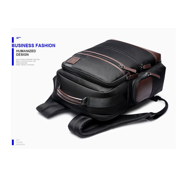Bopai 751-007291 Business Anti-theft Water-resistant Large Capacity Double Shoulder Bag,with USB Charging Port, Size: 34x19x43.5cm (Black)