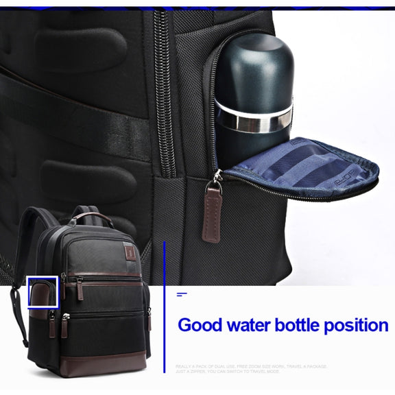 Bopai 751-007291 Business Anti-theft Water-resistant Large Capacity Double Shoulder Bag,with USB Charging Port, Size: 34x19x43.5cm (Black)