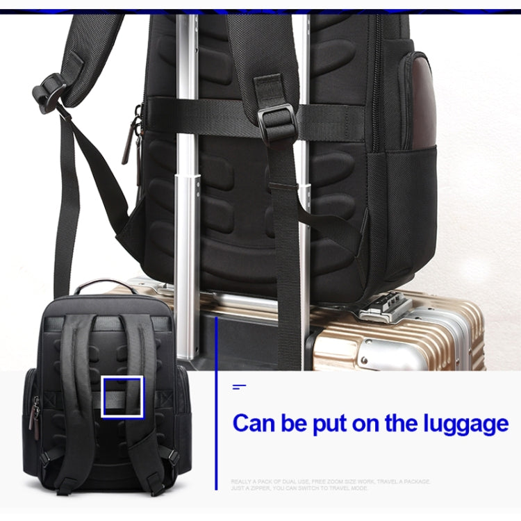 Bopai 751-007291 Business Anti-theft Water-resistant Large Capacity Double Shoulder Bag,with USB Charging Port, Size: 34x19x43.5cm (Black)