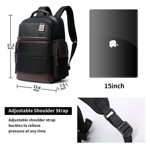 Bopai 751-007291 Business Anti-theft Water-resistant Large Capacity Double Shoulder Bag,with USB Charging Port, Size: 34x19x43.5cm (Black)