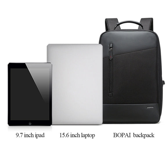 Bopai 851-009911 Business Anti-theft Water-resistant Large Capacity Double Shoulder Bag,with USB Charging Port, Size: 30.5x13x45cm (Black)