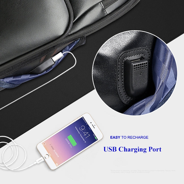 Bopai 851-010128 Business Anti-theft Water-resistant Large Capacity Double Shoulder Bag,with USB Charging Port, Size: 34x19x43cm (Black)