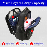 Bopai 851-014211 Business Anti-theft Water-resistant Three-layer Large Capacity Double Shoulder Bag,with USB Charging Port, Size: 35.5x24x45cm (Black)