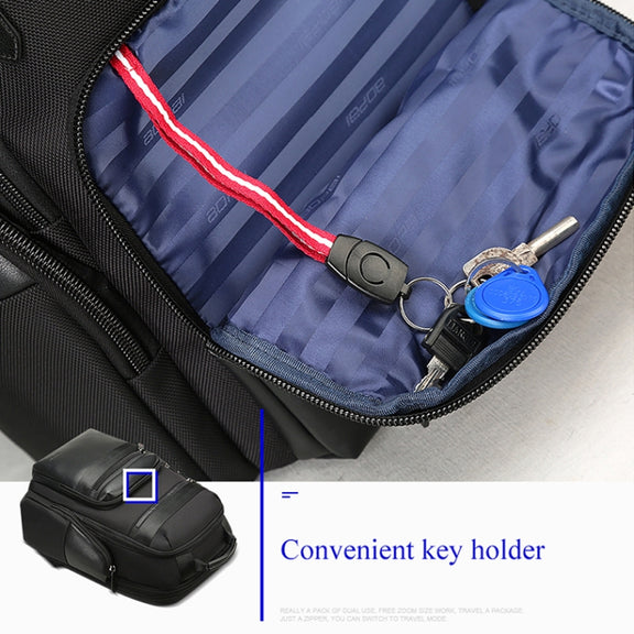 Bopai 851-014211 Business Anti-theft Water-resistant Three-layer Large Capacity Double Shoulder Bag,with USB Charging Port, Size: 35.5x24x45cm (Black)