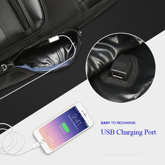 Bopai 851-014211 Business Anti-theft Water-resistant Three-layer Large Capacity Double Shoulder Bag,with USB Charging Port, Size: 35.5x24x45cm (Black)