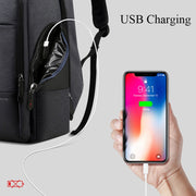 Bopai 851-014518 Business Water-resistant Three-layer Large Capacity Double Shoulder Bag,with USB Charging Port, Size: 37x21x47.5cm (Black)