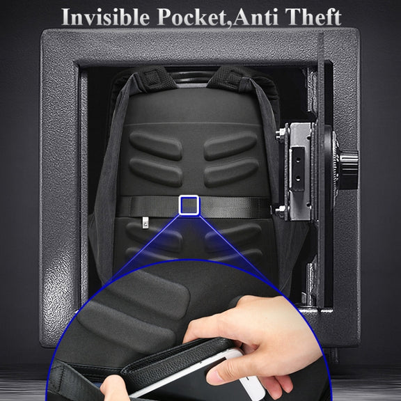 Bopai 851-014518 Business Water-resistant Three-layer Large Capacity Double Shoulder Bag,with USB Charging Port, Size: 37x21x47.5cm (Black)