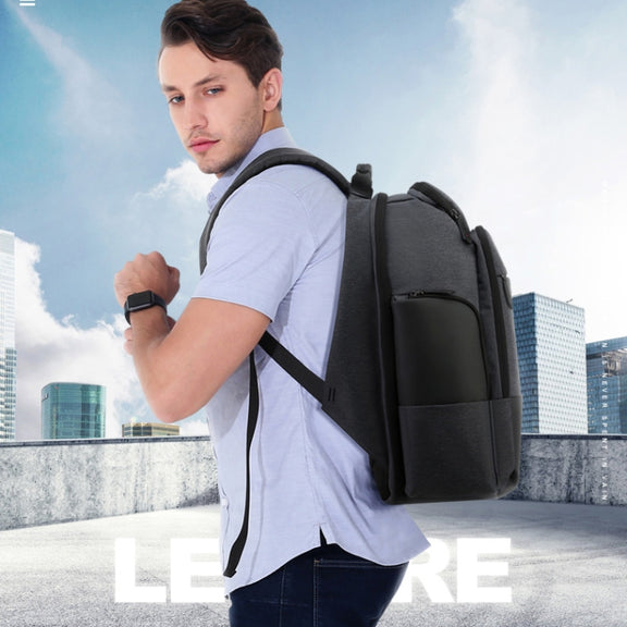Bopai 851-014518 Business Water-resistant Three-layer Large Capacity Double Shoulder Bag,with USB Charging Port, Size: 37x21x47.5cm (Black)