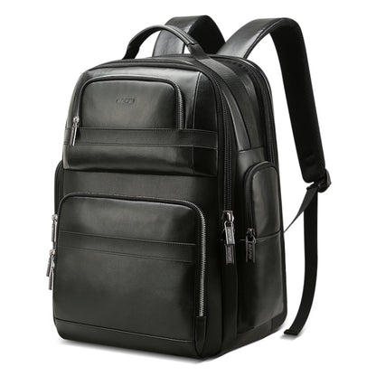 Bopai 851-019811 Large Capacity Anti-theft Waterproof Leathar Backpack Laptop Tablet Bag for 15.6 inch and Below, with USB Charging Port(Black) - free shipping - PMC Jewellery - Order now!