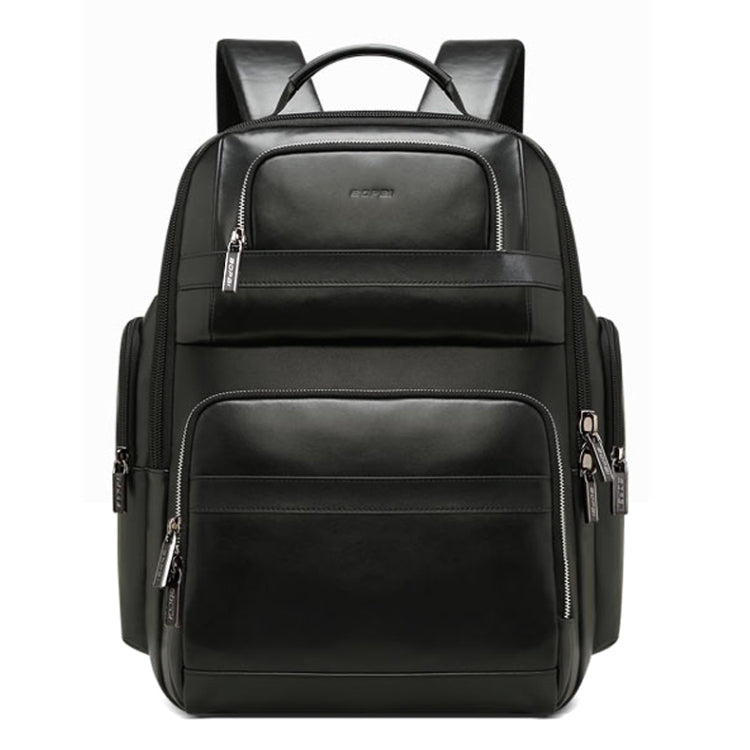 Bopai 851-019811 Large Capacity Anti-theft Waterproof Leathar Backpack Laptop Tablet Bag for 15.6 inch and Below, with USB Charging Port(Black) - free shipping - PMC Jewellery - Order now!