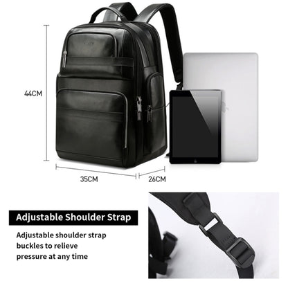Bopai 851-019811 Large Capacity Anti-theft Waterproof Leathar Backpack Laptop Tablet Bag for 15.6 inch and Below, with USB Charging Port(Black) - free shipping - PMC Jewellery - Order now!