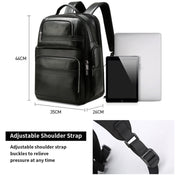 Bopai 851-019811 Large Capacity Anti-theft Water-resistant Leathar Backpack Laptop Tablet Bag for 15.6 inch and Below, with USB Charging Port(Black)