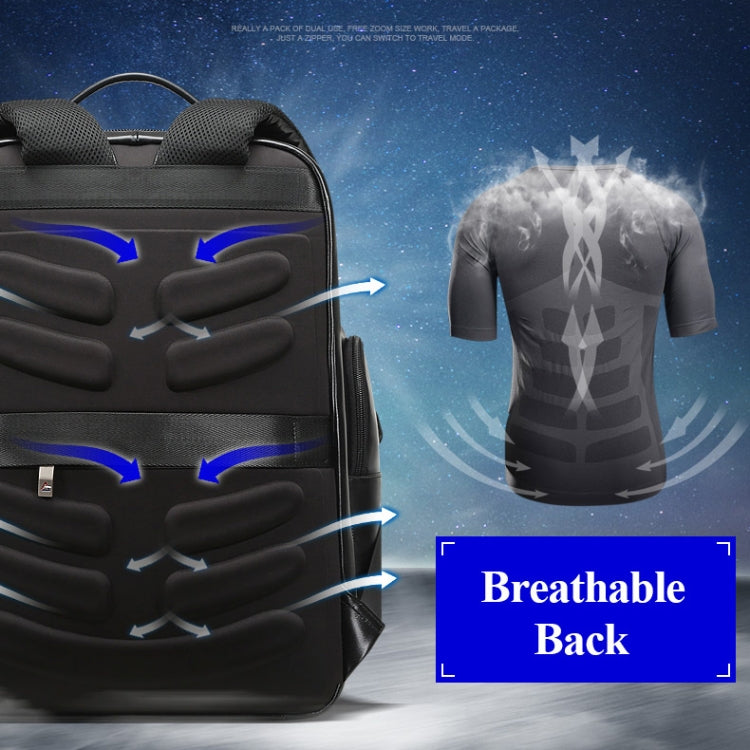 Bopai 851-019811 Large Capacity Anti-theft Waterproof Leathar Backpack Laptop Tablet Bag for 15.6 inch and Below, with USB Charging Port(Black) - free shipping - PMC Jewellery - Order now!
