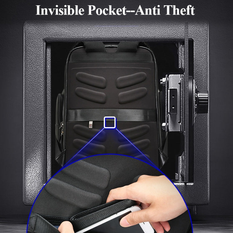 Bopai 851-019811 Large Capacity Anti-theft Waterproof Leathar Backpack Laptop Tablet Bag for 15.6 inch and Below, with USB Charging Port(Black) - free shipping - PMC Jewellery - Order now!