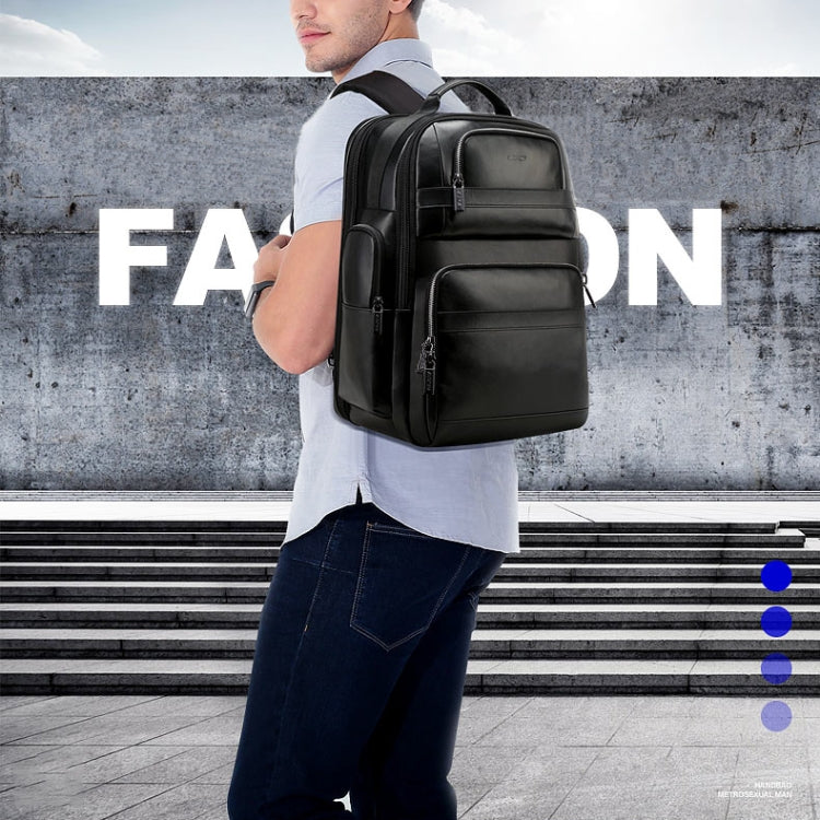 Bopai 851-019811 Large Capacity Anti-theft Waterproof Leathar Backpack Laptop Tablet Bag for 15.6 inch and Below, with USB Charging Port(Black) - free shipping - PMC Jewellery - Order now!