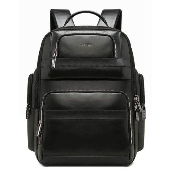 Bopai 851-019811 Large Capacity Anti-theft Water-resistant Leathar Backpack Laptop Tablet Bag for 15.6 inch and Below, with USB Charging Port(Black)