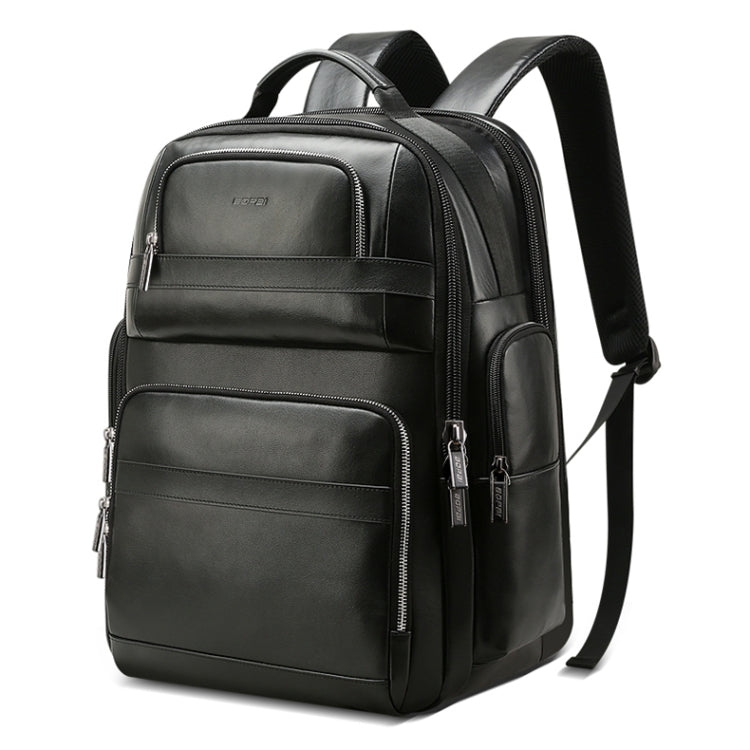 Bopai 851-019811 Large Capacity Anti-theft Waterproof Leathar Backpack Laptop Tablet Bag for 15.6 inch and Below, with USB Charging Port(Black) - free shipping - PMC Jewellery - Order now!