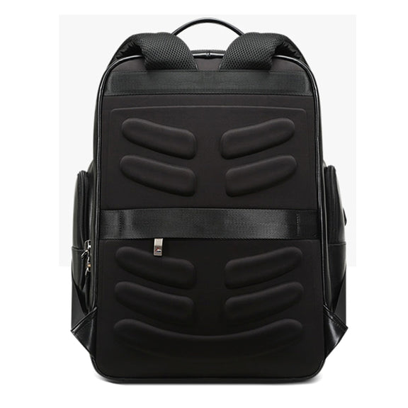 Bopai 851-019811 Large Capacity Anti-theft Water-resistant Leathar Backpack Laptop Tablet Bag for 15.6 inch and Below, with USB Charging Port(Black)