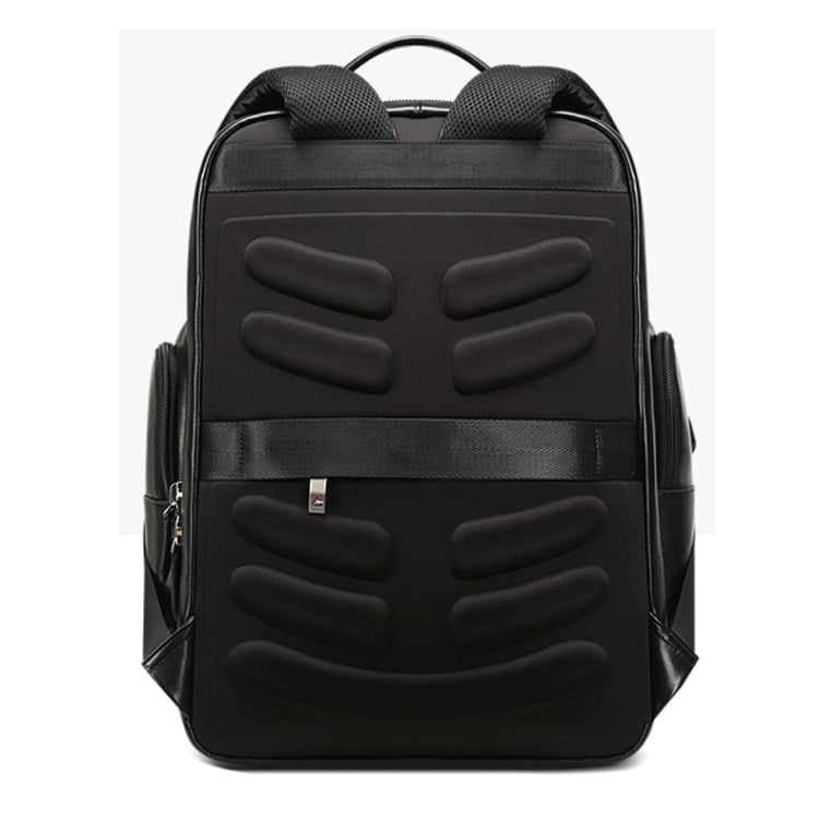 Bopai 851-019811 Large Capacity Anti-theft Water-resistant Leathar Backpack Laptop Tablet Bag for 15.6 inch and Below, with USB Charging Port(Black)