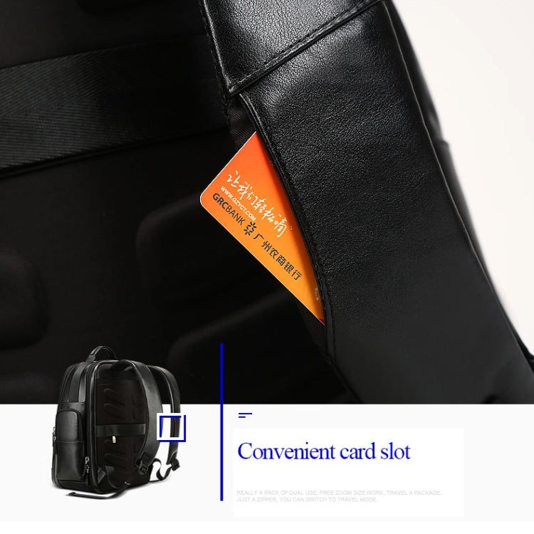 Bopai 851-019811 Large Capacity Anti-theft Waterproof Leathar Backpack Laptop Tablet Bag for 15.6 inch and Below, with USB Charging Port(Black) - free shipping - PMC Jewellery - Order now!