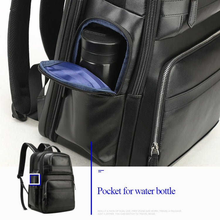 Bopai 851-019811 Large Capacity Anti-theft Waterproof Leathar Backpack Laptop Tablet Bag for 15.6 inch and Below, with USB Charging Port(Black) - free shipping - PMC Jewellery - Order now!