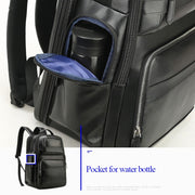 Bopai 851-019811 Large Capacity Anti-theft Water-resistant Leathar Backpack Laptop Tablet Bag for 15.6 inch and Below, with USB Charging Port(Black)