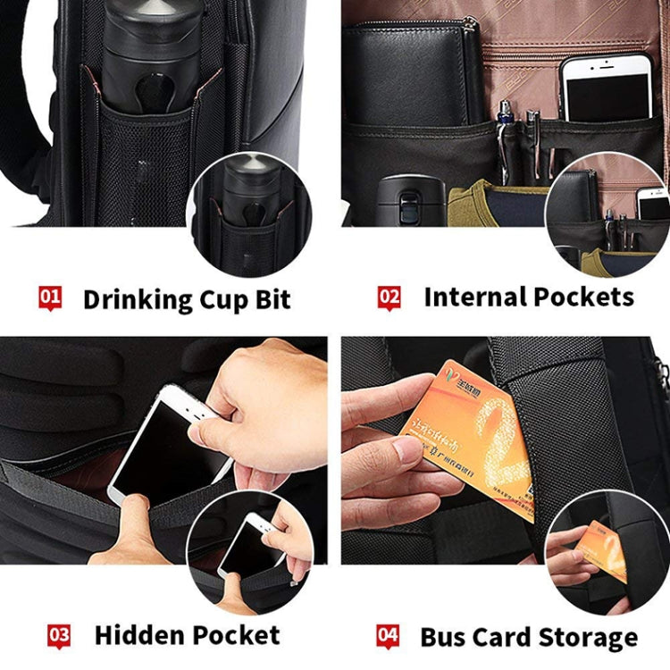 Bopai 751-006431 Business Waterproof Anti-theft Large Capacity Double Shoulder Bag,with USB Charging Port, Size: 27x16.5x40cm (Black) - free shipping - PMC Jewellery - Order now!