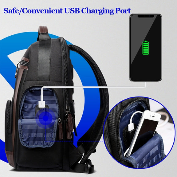 Bopai 851-008821 Outdoor Breathable Water-resistant Anti-theft Large Capacity Double Shoulder Bag,with USB Charging Port, Size: 36x17x41.5cm (Black)