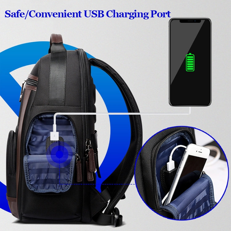 Bopai 851-008821 Outdoor Breathable Water-resistant Anti-theft Large Capacity Double Shoulder Bag,with USB Charging Port, Size: 36x17x41.5cm (Black)