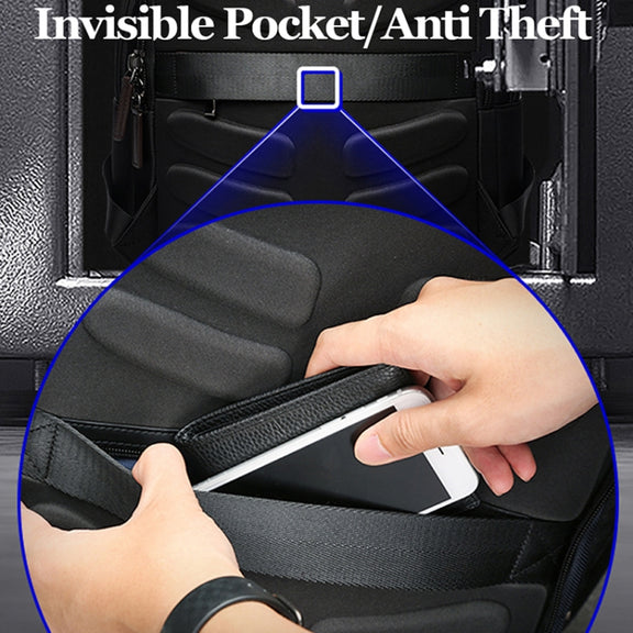 Bopai 851-008821 Outdoor Breathable Water-resistant Anti-theft Large Capacity Double Shoulder Bag,with USB Charging Port, Size: 36x17x41.5cm (Black)