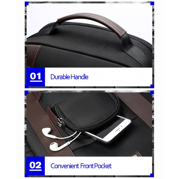 Bopai 851-008821 Outdoor Breathable Water-resistant Anti-theft Large Capacity Double Shoulder Bag,with USB Charging Port, Size: 36x17x41.5cm (Black)