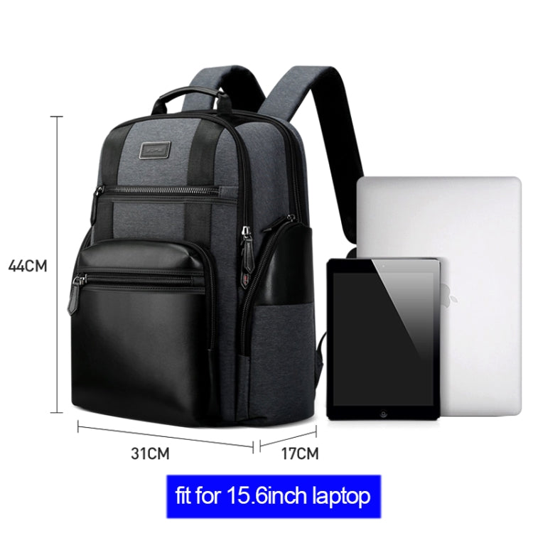 Bopai 851-014318 Fashion Outdoor Breathable Water-resistant Anti-theft Three-layer Large Capacity Double Shoulder Bag,with USB Charging Port, Size: 31x17x44cm(Grey)