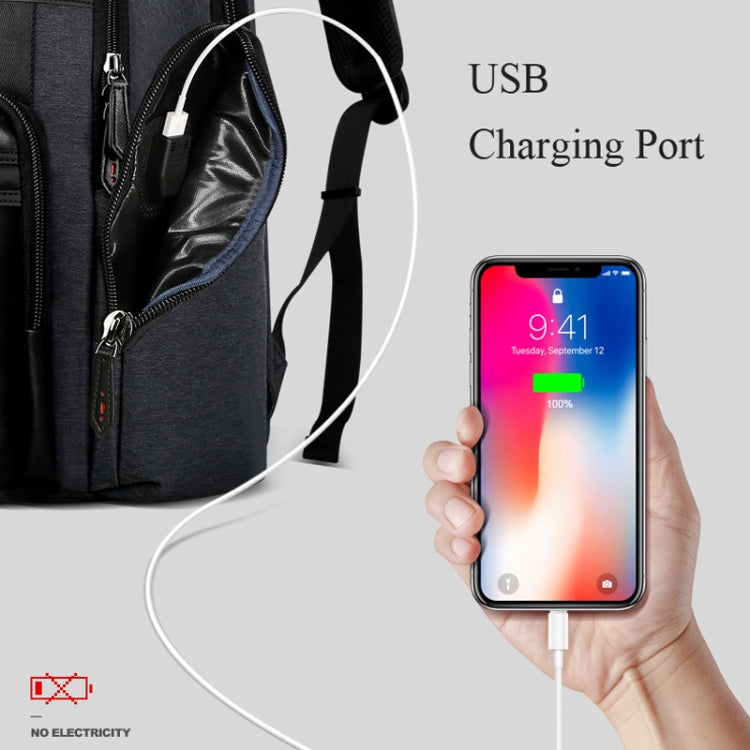 Bopai 851-014318 Fashion Outdoor Breathable Water-resistant Anti-theft Three-layer Large Capacity Double Shoulder Bag,with USB Charging Port, Size: 31x17x44cm(Grey)