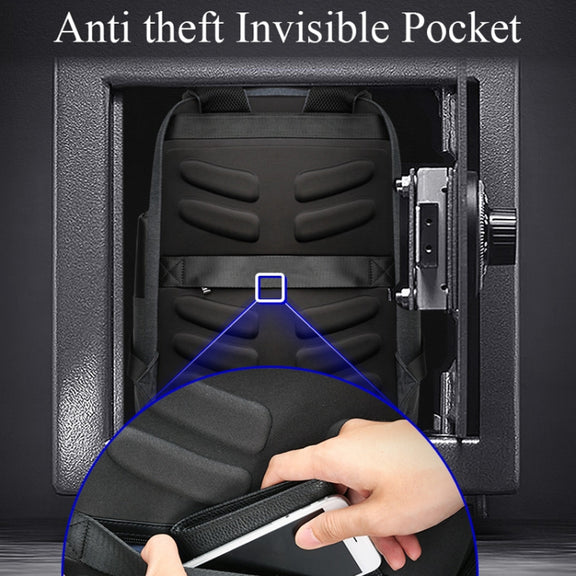 Bopai 851-014318 Fashion Outdoor Breathable Water-resistant Anti-theft Three-layer Large Capacity Double Shoulder Bag,with USB Charging Port, Size: 31x17x44cm(Grey)