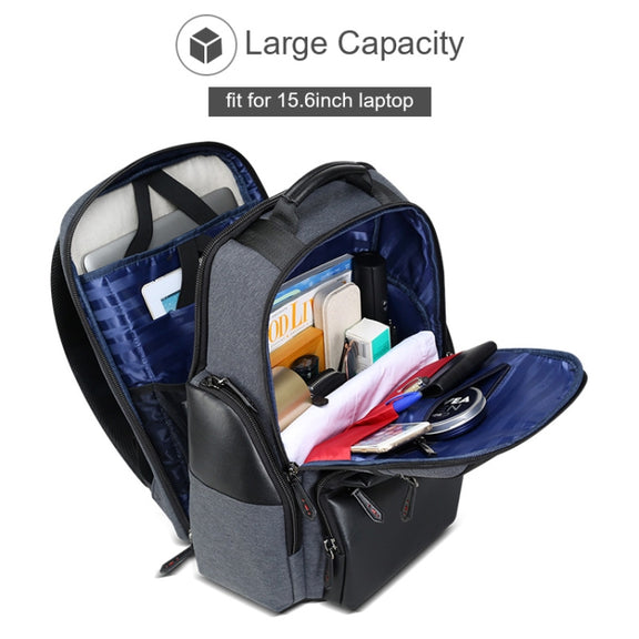 Bopai 851-014318 Fashion Outdoor Breathable Water-resistant Anti-theft Three-layer Large Capacity Double Shoulder Bag,with USB Charging Port, Size: 31x17x44cm(Grey)