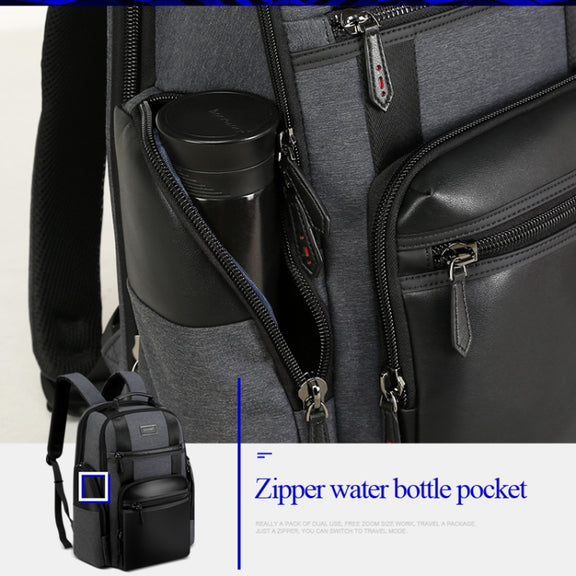 Bopai 851-014318 Fashion Outdoor Breathable Water-resistant Anti-theft Three-layer Large Capacity Double Shoulder Bag,with USB Charging Port, Size: 31x17x44cm(Grey)
